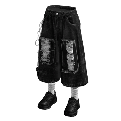 Black Baggy Vintage Jorts /w Sneakers