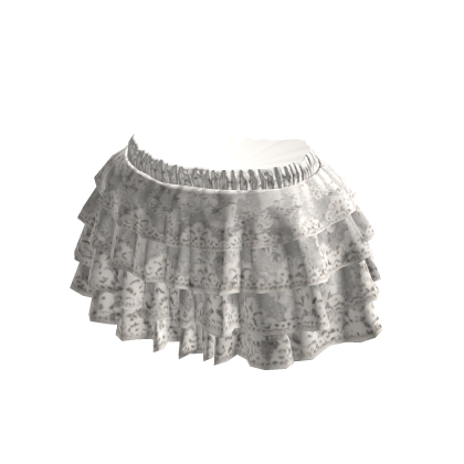 Ivory White Lace Tiered Ruffle Skirt