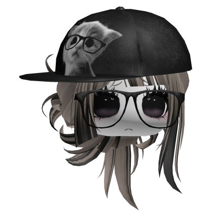 Fluffy Bun W/ Moe Nerdy Cat Cap (Ash&Black)