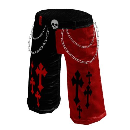 Emo goth cross shorts in black & red