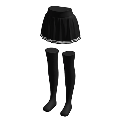 ℛ Black Pleated Skirt + Black Stockings