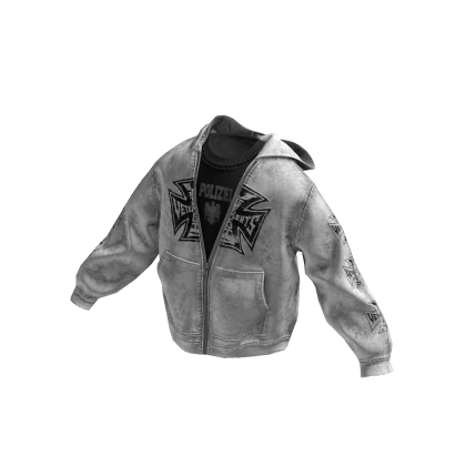 White Baggy Grunge Zip Up Jacket