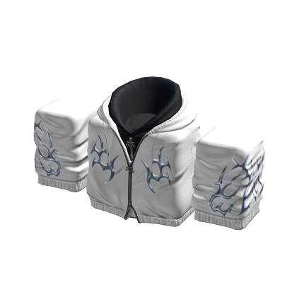 White Y2K Chrome Flame Zip Hoodie w/ Jacket 