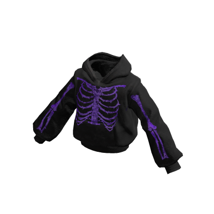 Hoodie Black Halloween Skeleton Purple