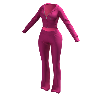 Tracksuit Pink Euina Outfit Flared Pants Crop Top