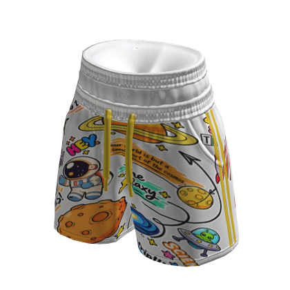 ViCo - Cosmic Doodle Baggy Shorts (White Yellow)