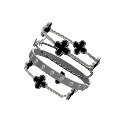 PBR Luxury Shiny Stacked Bracelet Silver Black