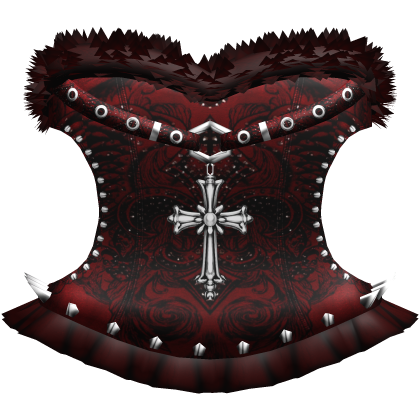 Gothic Emo Red Vampire Studded Corset Dress w Fur