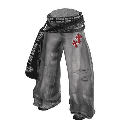 💜 Y2K Punk Rocker Baggy Denim Jeans_Gray