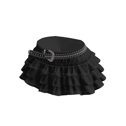 Black Y2K Ruffled Skirt w/ Belt