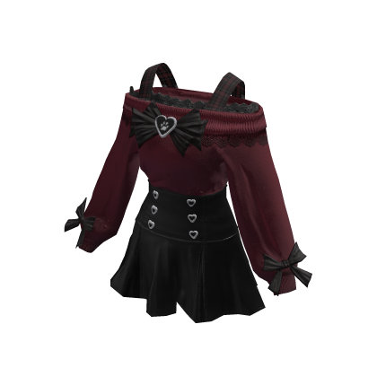 💙 Red & Black Sweater Jirai Kei Dress