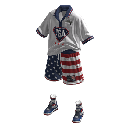 4th of July USA Polo & Jersey shorts set