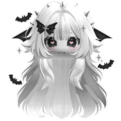 Fluffy Vampire Anime Hair w/ Face (White)