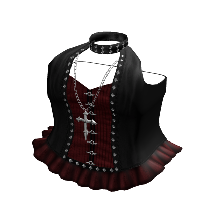 gothic emo stud dress w rosary 3.0 red