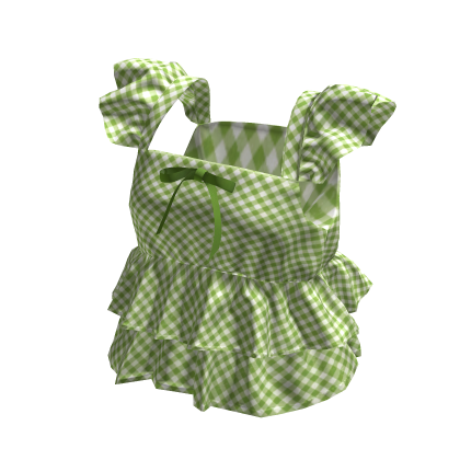 💜 Sweet Gingham Ribbon Blouse_Green