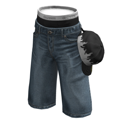 Blue Baggy Jorts w/ Black Hanging Cap