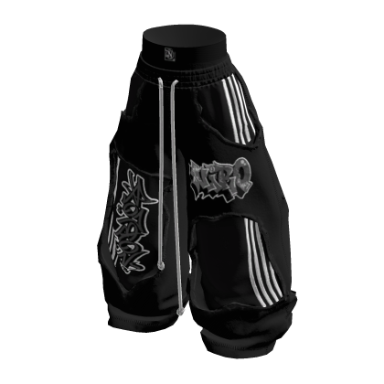 NIRO CO Y2K Black Baggy Balloon Graffiti Pants