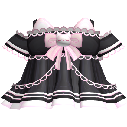 Soft Sleepy Kitty Ruffle Dress In Black And Pink