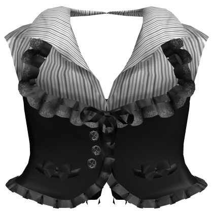 ⊹ Office Siren Ruffle Vest + Blouse (Pinstripe)