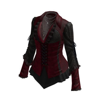 Vampire Gothic Victorian Corset Top (Red)