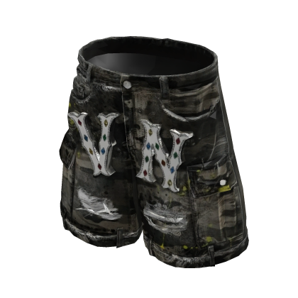Distressed VN Camo Shorts