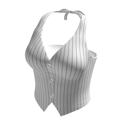 White Striped Halter Crop Tank Top Sleeveless Tee