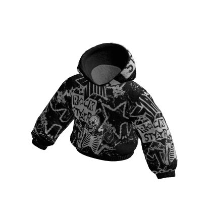 midnight rocker black and white hoodie