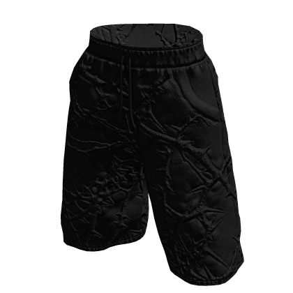 Black Thorn Stitched Grunge Shorts