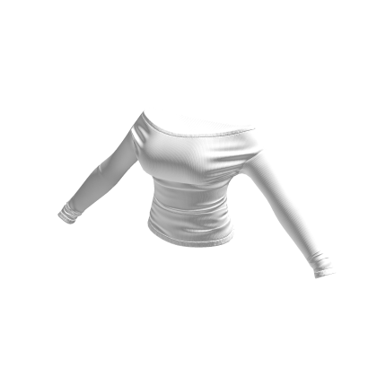 ℛ White Bardot Long Sleeve Slim Fit Crop Top