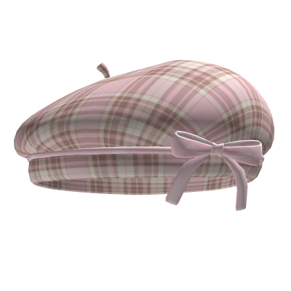 ♡ Pink Brown Beret with pink bow coquett ♡