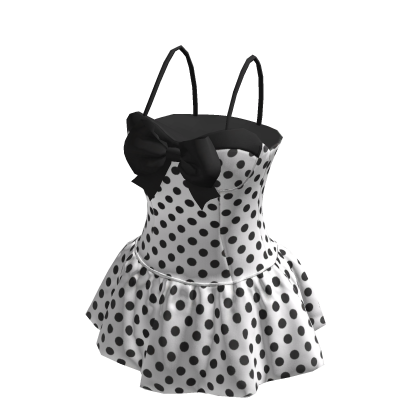 ✨ Polka Dots White and Black Bow Dress