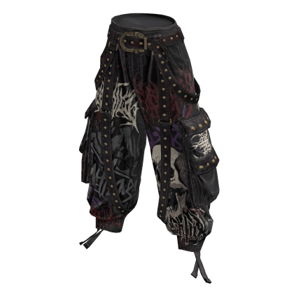 Goth Punk Y2K Cargo Pants w/ Belt & Straps