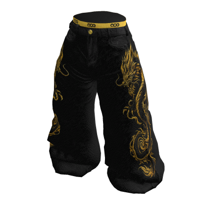 Baggy Pants Yellow Black Dragon