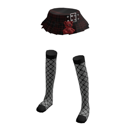 Goth Plaid Pleated Short Skirt Red Black Outfit