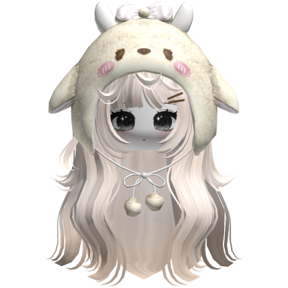 Doll Lamb Hood W/ Girly Hair Beige