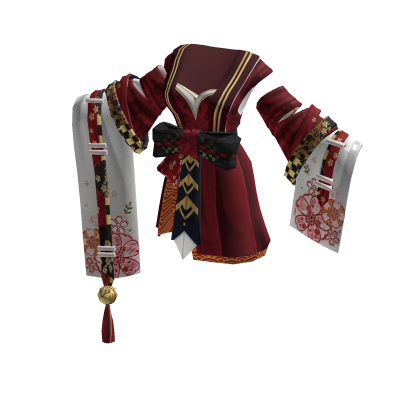 Anime Kitsune Shrine Maiden Kimono-Crimson&White
