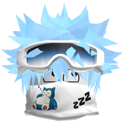 Blue Dashie ZZZZZ—With a Y2K mask and glasses