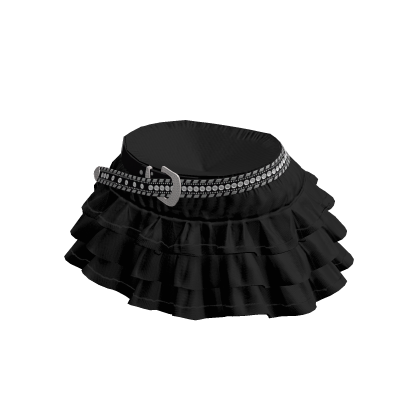 Black Ruffled Skirt w/ Belt