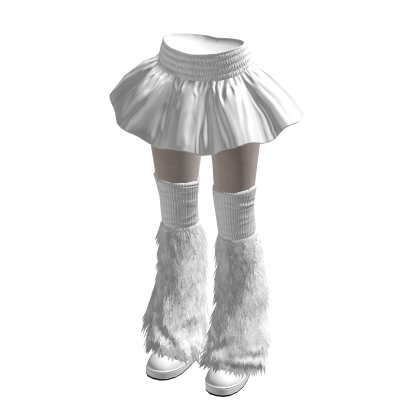 White Y2K Outfit Ruffle Mini Skirt Snow Boots Cute