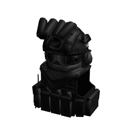 Black Military Helmet w Scarf, Mask And Vest