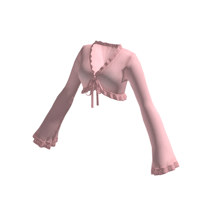 Pink Ruffle Crop Top Long Sleeves