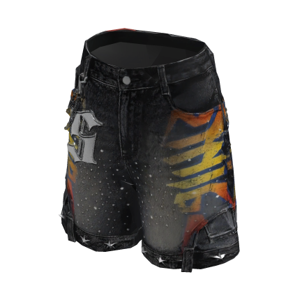 Y2K Star Graffiti Denim Shorts