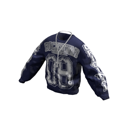 Retro Vintage Sweater w/ Boho Necklace (Dark Blue)