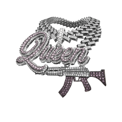 3.0 stacked queen chain w pink AK47 iced out 