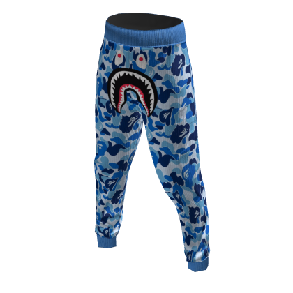 Blue Shark Camo Streetwear Joggers Pants