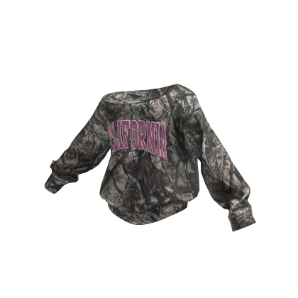 Oversize Off Shoulder Sweatshirt (Camo)