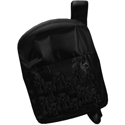 Black Cross Leather Emo Y2K Backpack Front