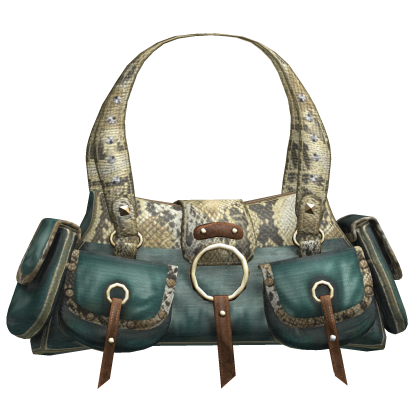 2000s McBling Snake Print Designer Bag (Teal)