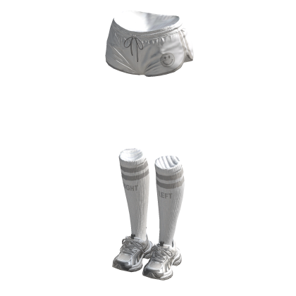 Y2K White Athletic Shorts Set w Sneakers