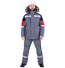 Куртка ХАЙ-ТЕК SAFETY зимняя, серый-красный-черный
